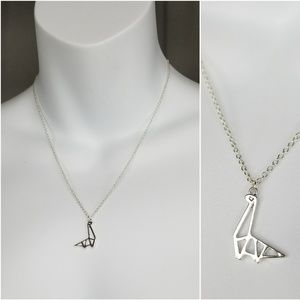 Silver Origami Geometric Dino Necklace